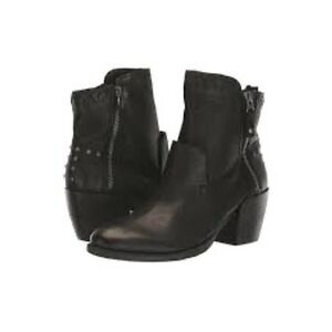 OTBT Red Eye Black Leather Moto Ankle Boots Women's 9.5 Side Zip Studded Grunge